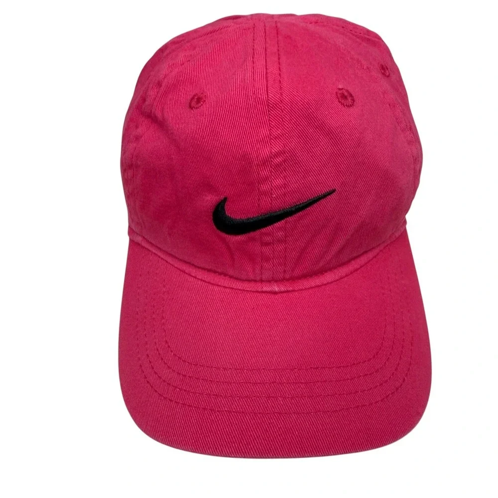 Nike Hot Pink Baseball Cap Hat Adjustable Strapback Black Swoosh Sz Toddler
